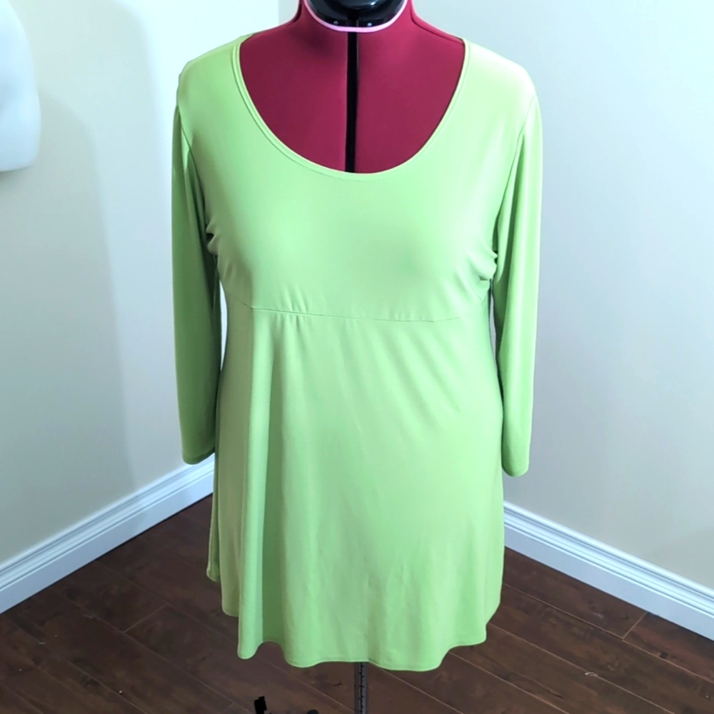 Anthony| Green Shirt Dress With Slit Sleeves Polyester Spandex Blend